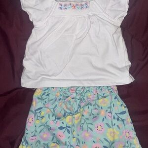 White Top and Floral Shorts Set
